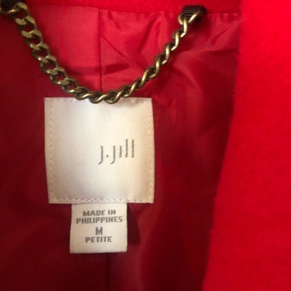 - J. Jill Women Button Down Coat Jacket Sz M Red Wool Blend - Picture 3 of 5